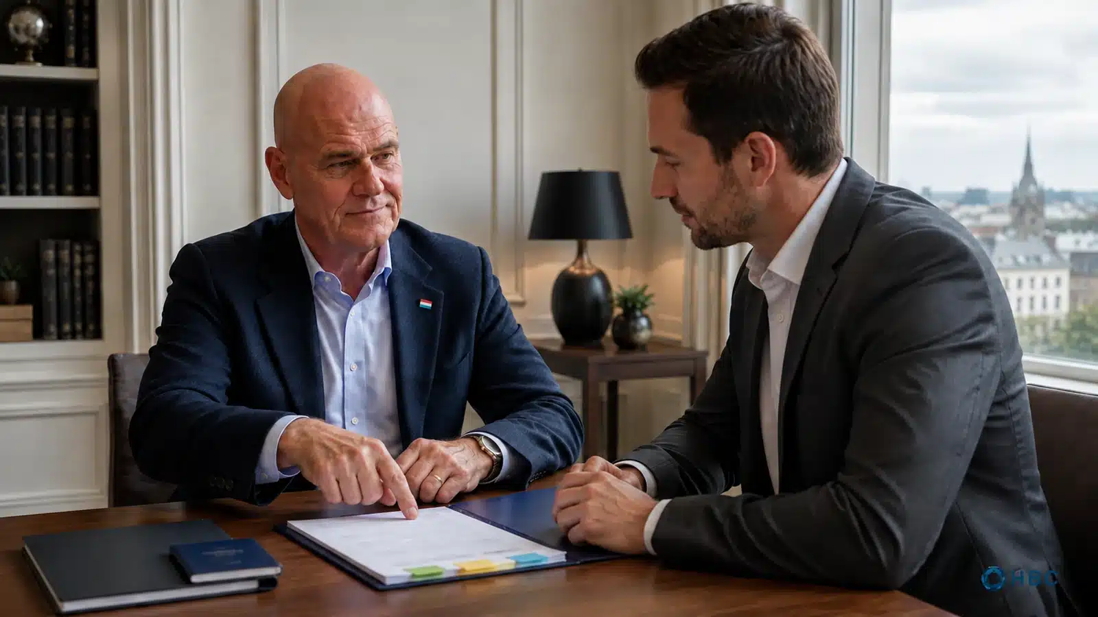 Illustration d'un dossier d'ouverture de compte professionnel passé en revue avec un entrepreneur