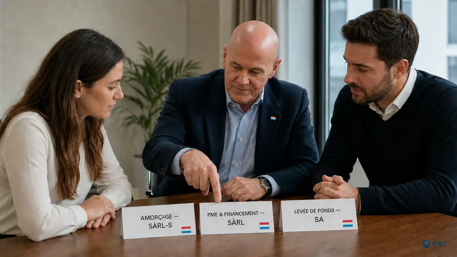 Conseiller HBC Group aidant un client à choisir la structure adaptée à son projet